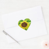 Sticker Cœur Abeille sur tournesol jaune (Enveloppe)