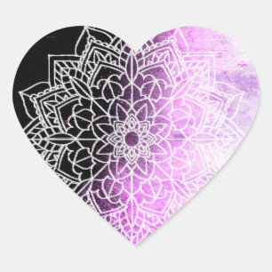 Sticker Cœur Abrégé sur assez pourpre mandala