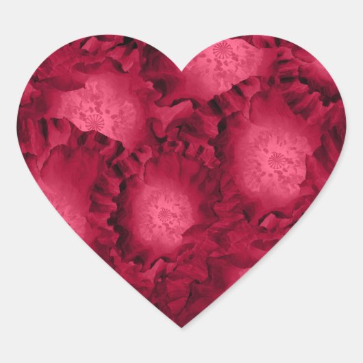 Sticker Cœur Abstract red roses poppy flowers floral romantic (Devant)