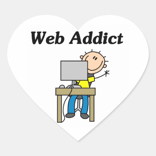 Sticker Cœur Accro du Web (Devant)
