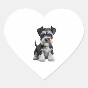 Sticker Cœur Adorable HD miniature Schnauzer Portrait de chiot