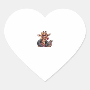 Sticker Cœur Adorable Lady Giraffe Application Maquillage Avec