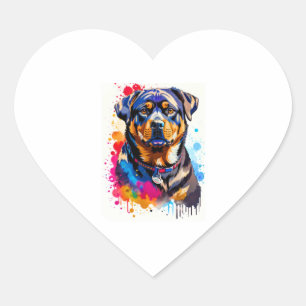 Sticker Cœur Adorable Rottweiler