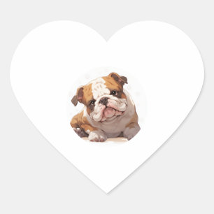Sticker Cœur Adorable T-shirt classique de Bulldog anglais (5)