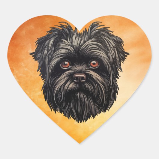 Sticker Cœur Affenpinscher Monkey Dog Affens Terrier (Devant)