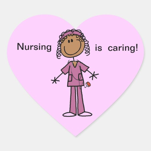 Sticker Cœur African American Stick Figure Nurse (Devant)