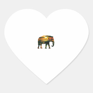Sticker Cœur African Elephant Sunset Safari Nature Lots