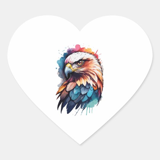 Sticker Cœur Aigle coloré (Devant)