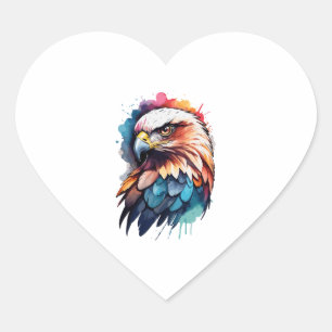 Sticker Cœur Aigle coloré