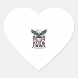 Sticker Cœur Aigle Patriotique Fabriqué en Amérique Chemise 4 J