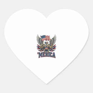 Sticker Cœur Aigle Patriotique Merica Vintage Vector Design de 