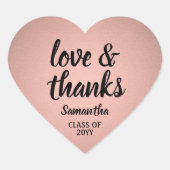 Sticker Cœur Aimer & Merci Pink & Black Faux Foil (Devant)