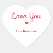 Sticker Cœur Aimez-vous coeur rouge personnalisé blanc (Devant)