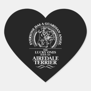 Sticker Cœur Airedale Terrier Guardian Angel chien citation