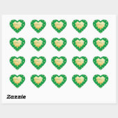 Sticker Cœur Ajouter votre coeur d'or Monogram sur vert (Feuille)