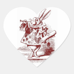 Sticker Cœur Alice au pays des merveilles Lapin blanc avec trom