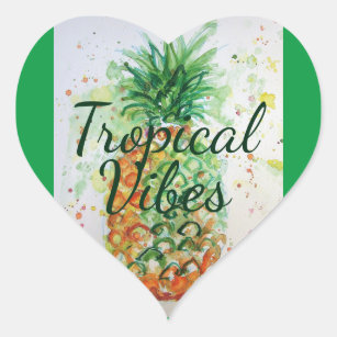 Sticker Cœur Alimentation en ananas Vibes tropicales Vibes oran