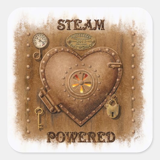 Sticker Coeur alimenté à la vapeur Steampunk (Devant)