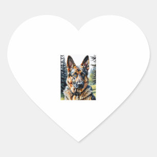 Sticker Cœur Allemand Berger Chien Tête Portrait Amoureux des c