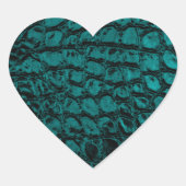 Sticker Cœur Alligator Turquoise Faux Cuir (Devant)