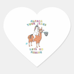 Sticker Cœur Alpaca Vos Sacs Allons Pêcher Unicorn