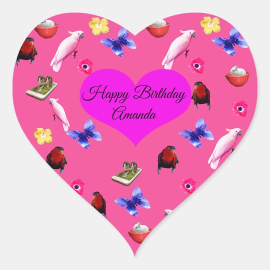 Sticker Cœur Amanda Logo De Joyeux Anniversaire Avec Des Zazzle Be