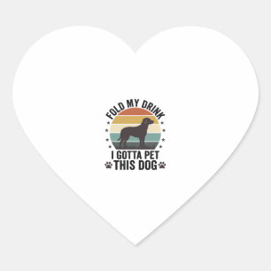 Sticker Cœur Amateur de chien drôle vintage pliez ma boisson an