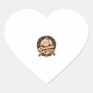 Sticker Cœur Ambiance de Noël Couronne de Claus de Père Noël Cl