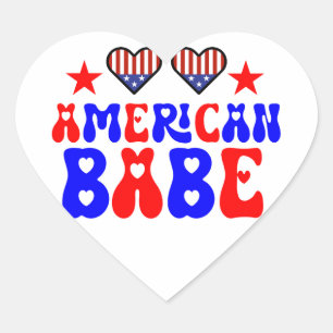 Sticker Cœur American Babe 4juillet