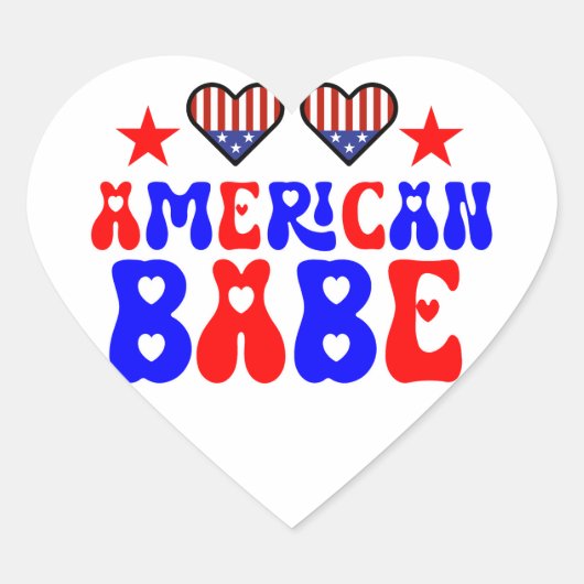Sticker Cœur American Babe 4juillet (Devant)