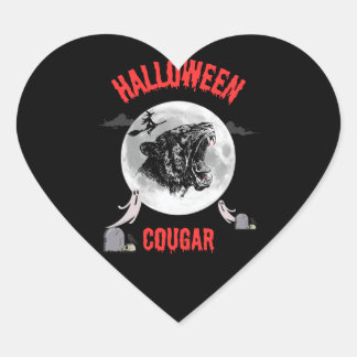 Sticker Cœur american cougar on halloween night with crows