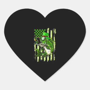 Sticker Cœur American Flag Fishing St Patrick's Day Irlandais L