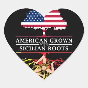 Sticker Cœur American Grosse avec racines siciliennes Conceptio