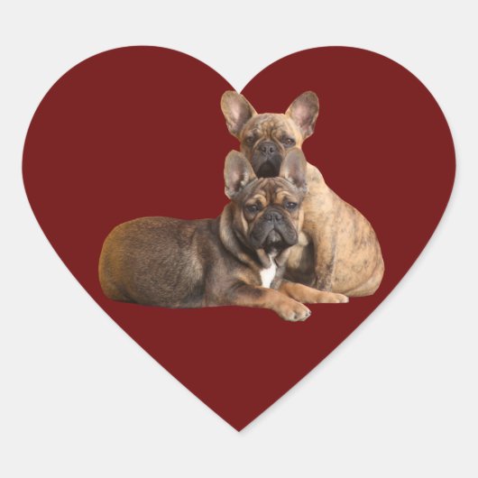 Sticker Cœur Amis Bouledogues Français French Bulldog (Devant)