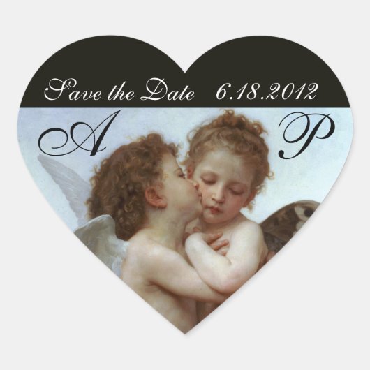 Sticker Cœur Amor et Psyche comme Enfants Mariage Party Monogra (Devant)