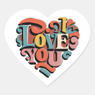 Sticker Cœur Amour à Cœur Rétro Psychedelia
