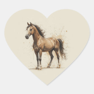 Sticker Cœur Amour Beau Cheval Arabe Animal Art