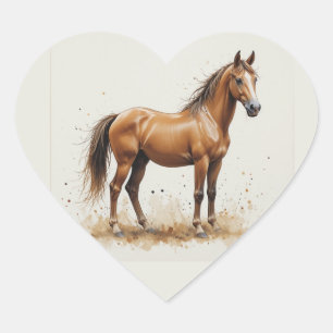 Sticker Cœur Amour Beau Cheval Quarter Animal Art