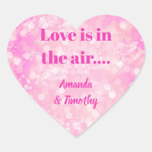 Sticker Cœur Amour Bokeh rose dans l'air couple