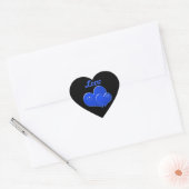 Sticker Cœur Amour, Coeurs bleus sur arrière - plan noir (Enveloppe)