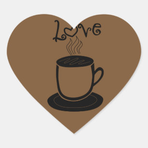 Sticker Cœur Amour de café - changez la couleur