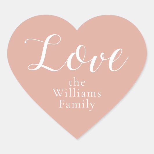 Sticker Cœur Amour de Noël Nom sur mesure Rose Poussiéreux (Devant)