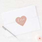 Sticker Cœur Amour de Noël Nom sur mesure Rose Poussiéreux (Enveloppe)