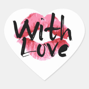 Sticker Cœur Amour de rouge à lèvres et baisers Rose Rouge Lèvr