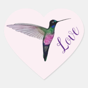 Sticker Cœur Amour des colibris