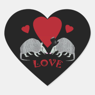 Sticker Cœur Amour en forme de coeur de tatou