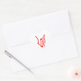 Sticker Cœur Amour en lettres rouges