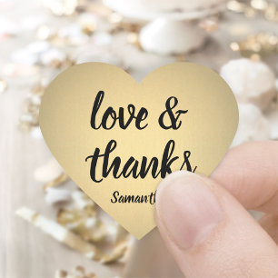 Sticker Cœur Amour et Merci Black et Gold Faux Merci Foil