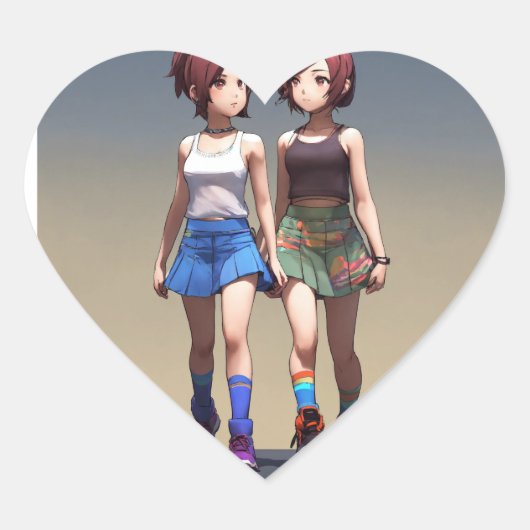 Sticker Cœur Amour histoire nouveau style (Devant)