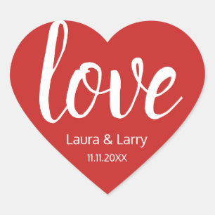 Sticker Cœur Amour moderne Coeur Rouge Mariage Faveur Enveloppe
